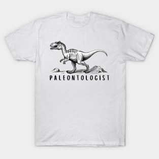 Paleontologist text with dinosaur illustration T-Shirt